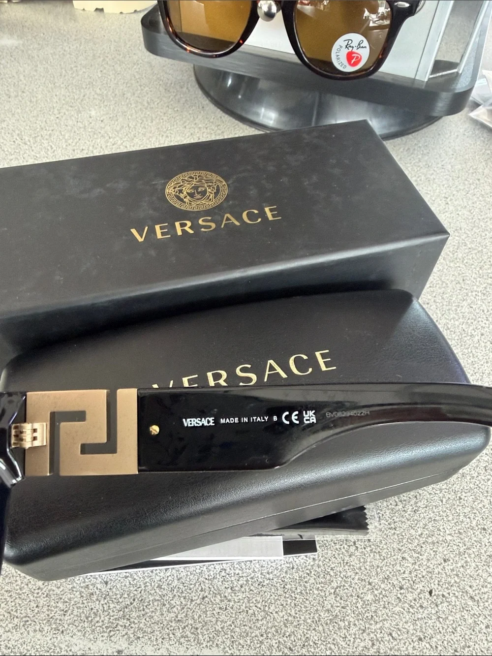 Versace Black Men's Sunglasses with Dark Lenses